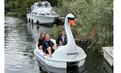 Bray Marina and Windsor Marina staff pedalo challenge for Swan Lifeline